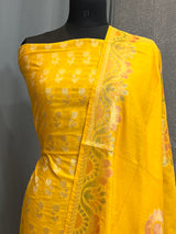 Banarasi Mustard Semi Silk Dress Material