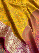 Mustard Semi Silk Banarasi Saree