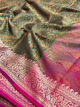 Rama Green Semi Silk Banarasi Saree