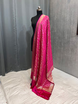Rani Pink Semi Silk Banarasi Dupatta