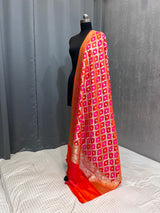 Orange Semi Silk Banarasi Dupatta