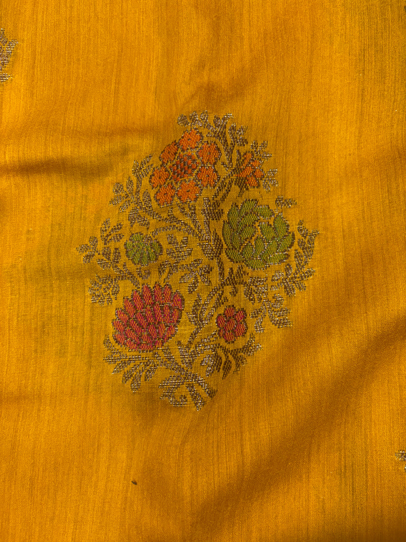Munga Silk Mustard Banarasi Saree