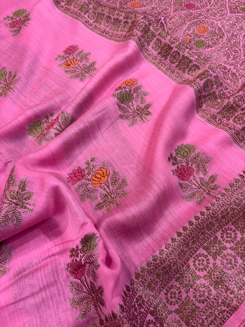 Munga Silk Pink Banarasi Saree