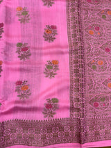 Munga Silk Pink Banarasi Saree