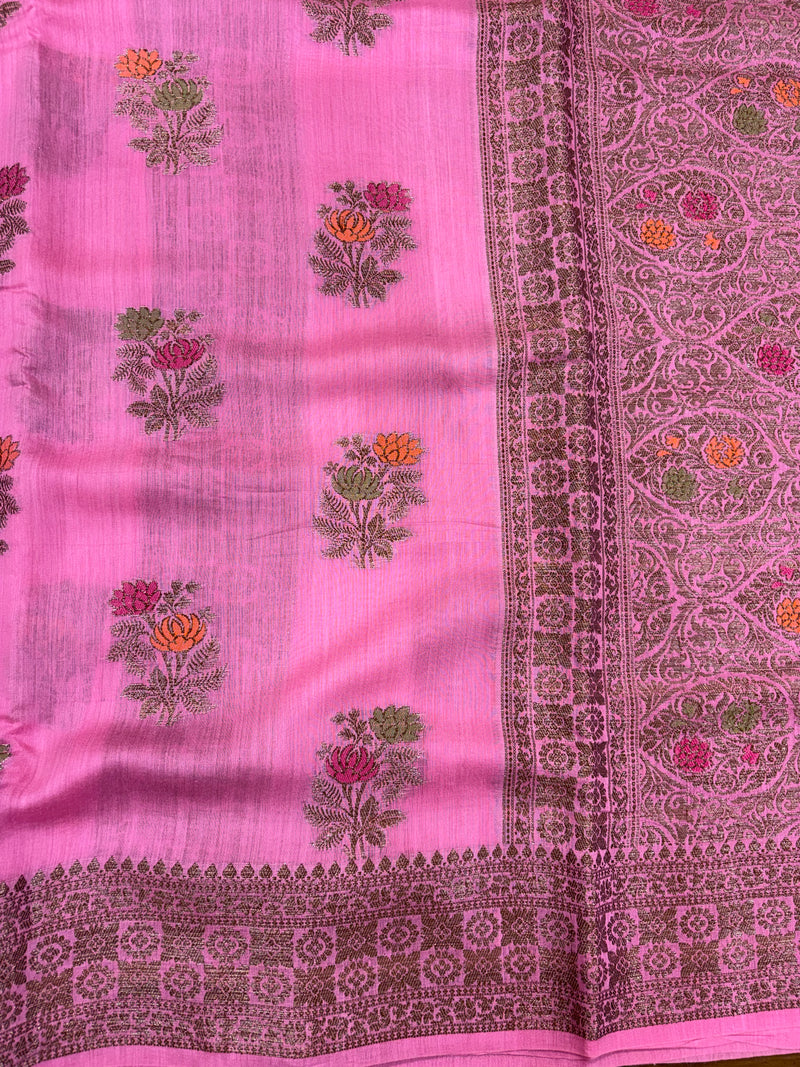 Munga Silk Pink Banarasi Saree