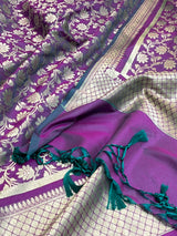 Purple Semi Silk Banarasi Dupatta