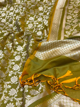 Mehendi Green Semi Silk Banarasi Dupatta