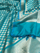 Baby Blue Semi Silk Banarasi Dupatta
