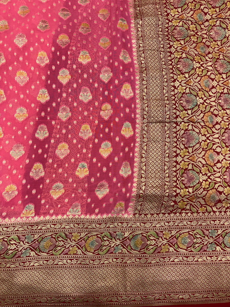 Khaddi Georgett Banarasi Saree