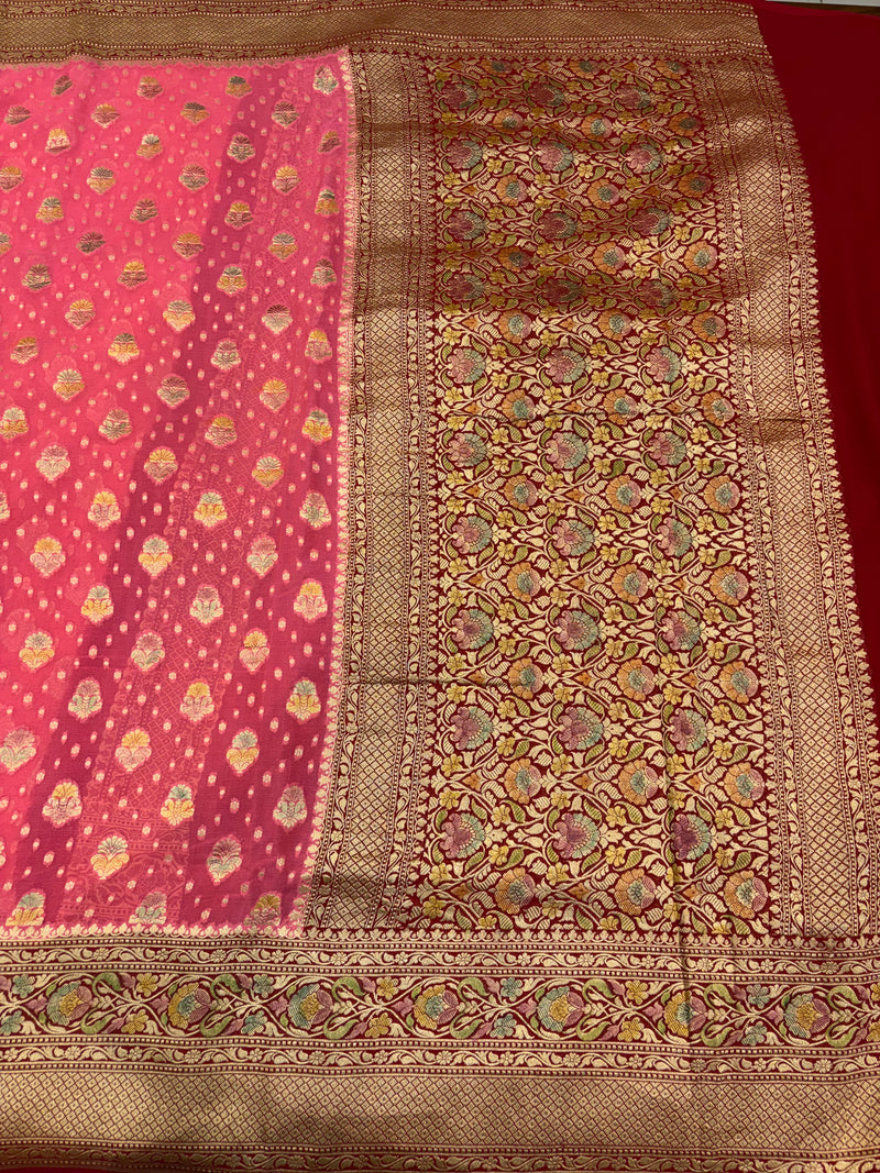 Khaddi Georgett Banarasi Saree