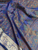 Royal Blue Semi Silk Banarasi Saree