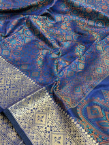 Royal Blue Semi Silk Banarasi Saree