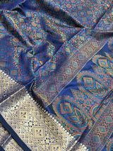 Royal Blue Semi Silk Banarasi Saree
