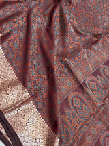 Maroon Semi Silk Banarasi Saree