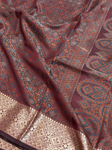Maroon Semi Silk Banarasi Saree