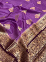 Bright Purple Cotton Silk Banarasi Saree