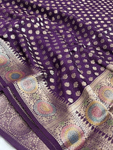 Purple Cotton Silk Banarasi Saree