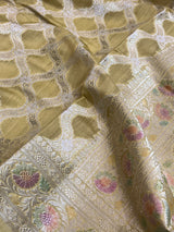 Mehendi Green Cotton Silk Banarasi Saree