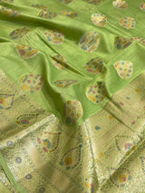 Mehendi Green Cotton Silk Banarasi Saree