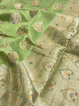 Mehendi Green Cotton Silk Banarasi Saree