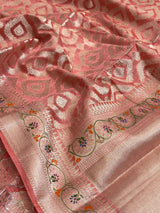Peach Cotton Silk Banarasi Saree
