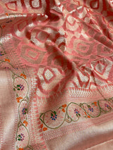 Peach Cotton Silk Banarasi Saree