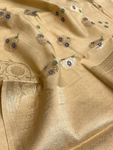 Beige Cotton Silk Banarasi Saree