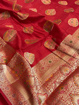 Red Cotton Silk Banarasi Saree