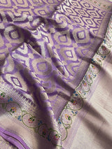 Light Purple Cotton Silk Banarasi Saree