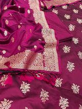 Banarasi Magenta Mashru Silk Dress Material