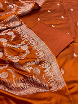 Banarasi Orange Mashru Silk Dress Material