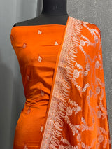 Banarasi Orange Mashru Silk Dress Material