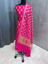 Banarasi Rani Pink Semi Silk Dress Material