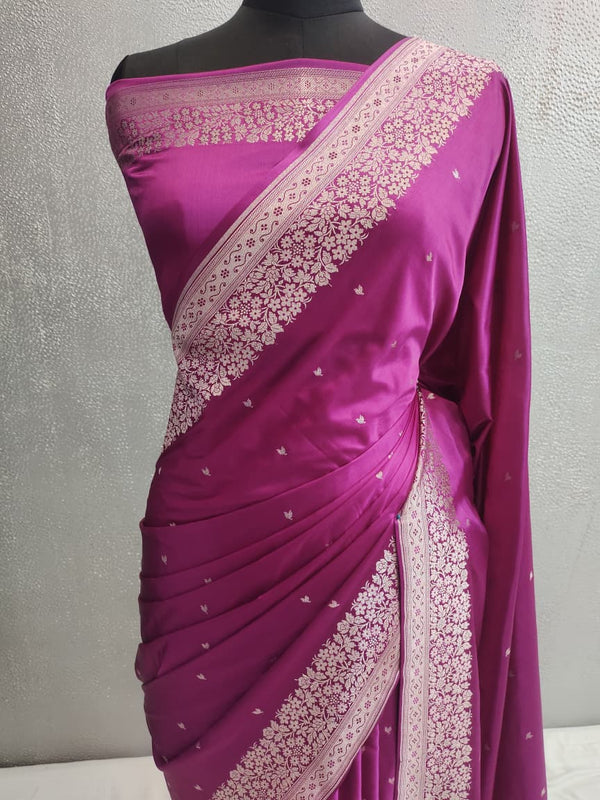 Magenta Banarasi Mashru Silk Saree