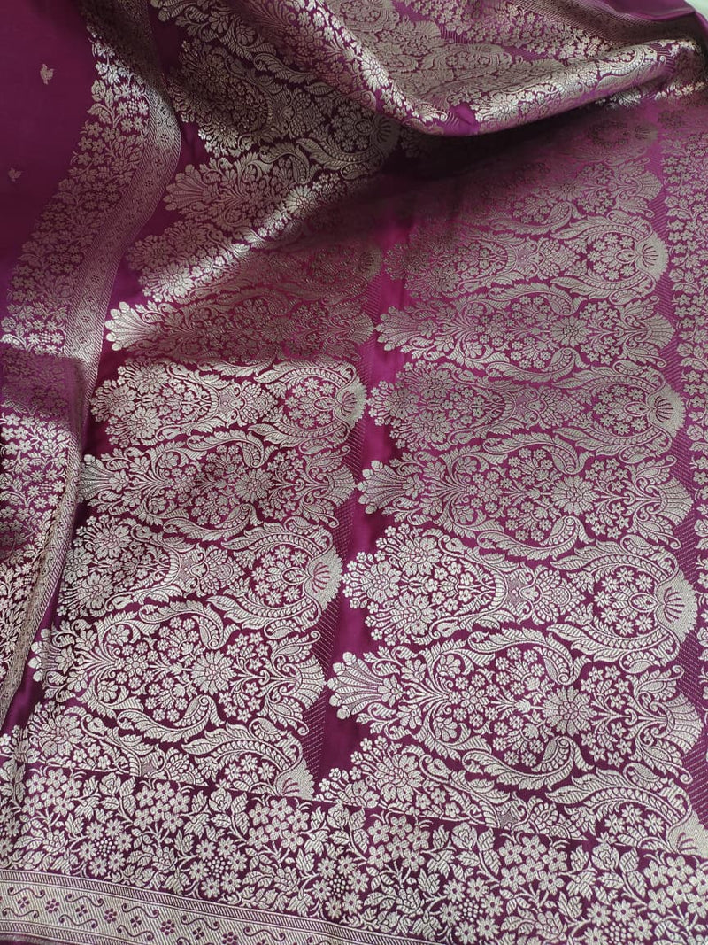 Magenta Banarasi Mashru Silk Saree