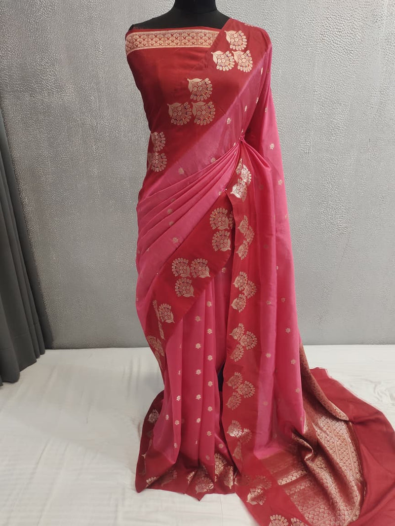 Light Pink Viscose Silk Banarasi Saree