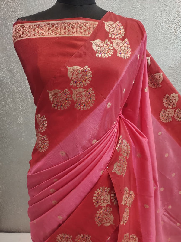 Light Pink Viscose Silk Banarasi Saree