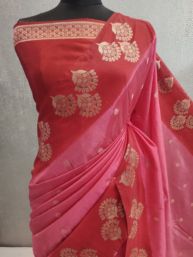 Light Pink Viscose Silk Banarasi Saree