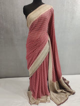 Dusty Pink Premium Banarasi Khaddi Georgette Saree