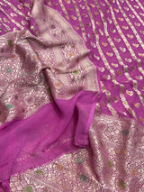 Pink Pure Khaddi Gorgette Silk Dupatta
