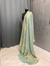 Dusty Green Pure Khaddi Georgette Silk Dupatta