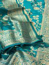 Rama Green Semi Silk Banarasi Dupatta