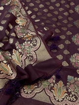 Wine Semi Silk Banarasi Dupatta