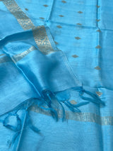 Sky Blue Semi Silk Banarasi Dupatta