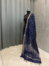 Navy Blue Semi Silk Banarasi Dupatta