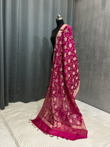 Rani Pink Semi Silk Banarasi Dupatta