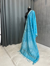 Sky Blue Semi Silk Banarasi Dupatta