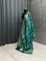 Rama Green Semi Silk Banarasi Dupatta