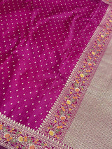Magenta Semi Silk Banarasi Saree