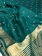Rama Green Chiniya Silk Banarasi Saree